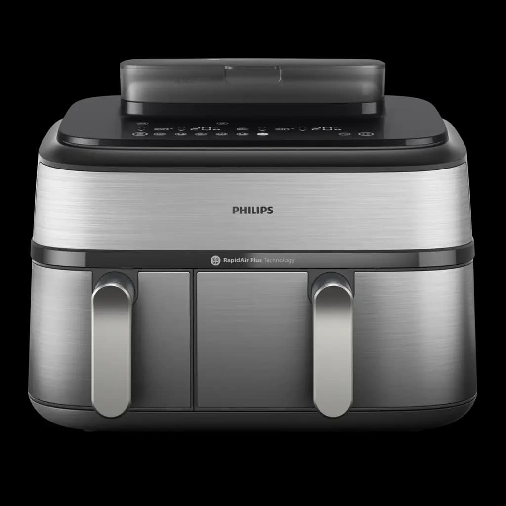 5000 Series NA555/09 Dual Basket Steam Air Fryer, Brushed Steel